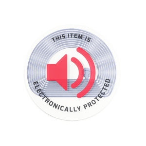 30MM Round RF 8.2 Label with Red Warning 2K per roll